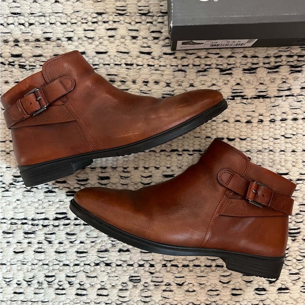 Ecco Women’s Leather Ankle Booties with Buckle | Cognac | Size 8-8.5 - Picture 2 of 9